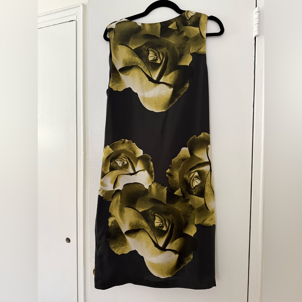 Robert Rodriguez Black and Gold Rose Above Knee Dress